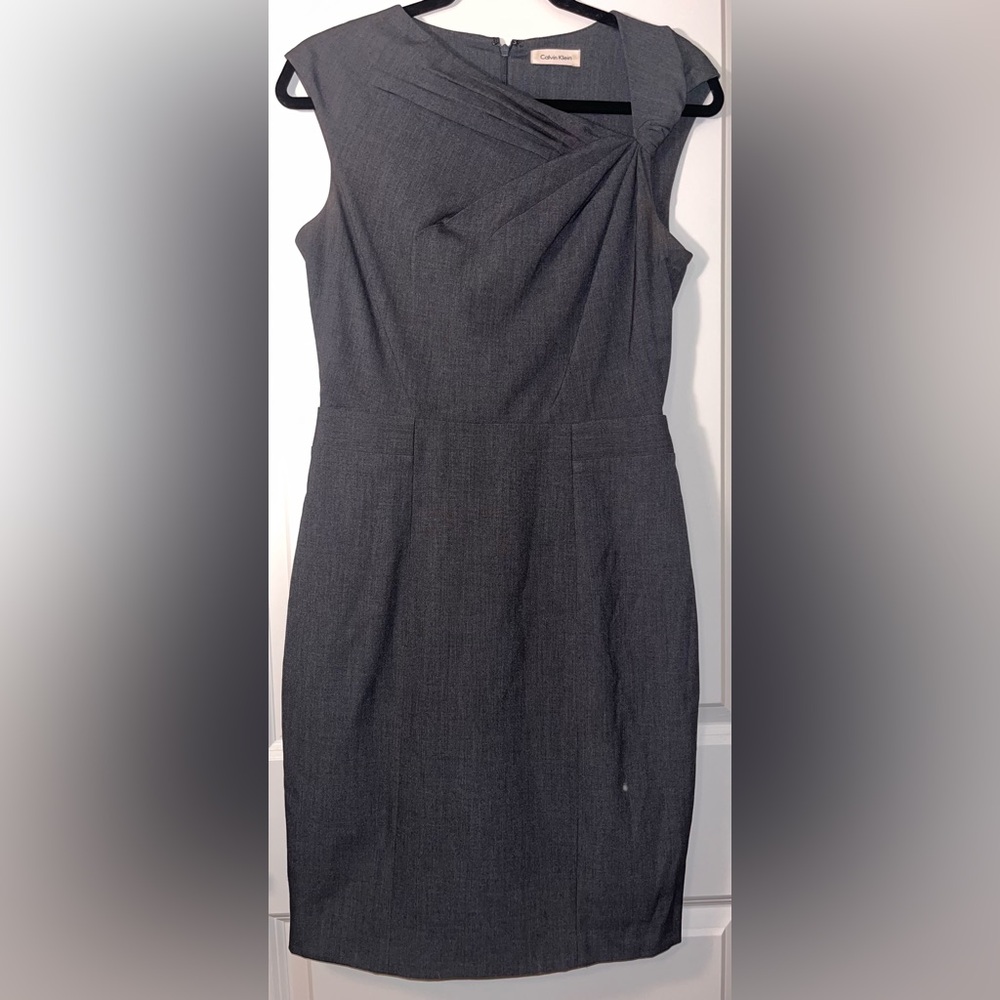 Calvin Klein Women's Black Asymmetric Neck Sheath Dress Size 2